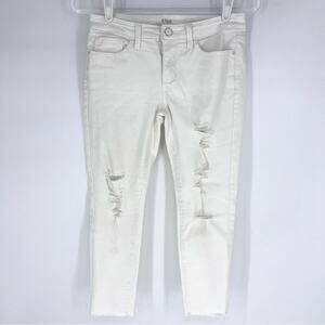 a.n.a Distressed White Skinny Ankle Jeans Size 2